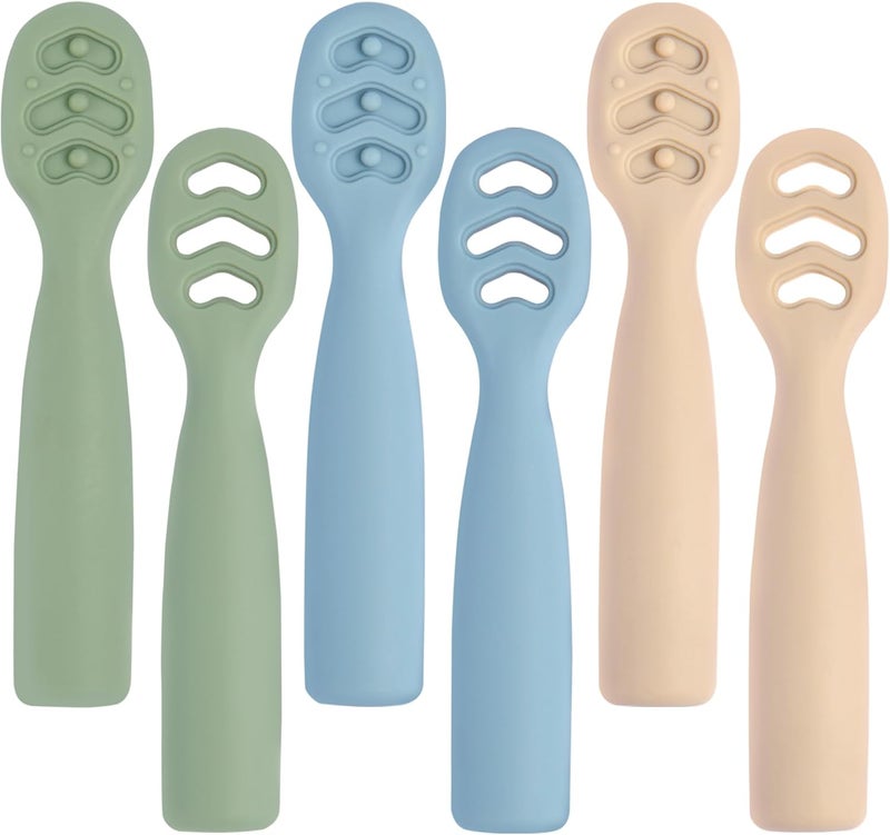 Eascrozn Baby Spoons Self Feeding 6+ Months Set, 6 Pack First Stage Baby Led Weaning Supplies, BPA Free, Toddler Utensils for Soft Tip Silicone Feeding Spoon, Boil and Dishwasher Safe - Image 1